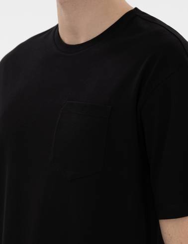 Siyah Comfort Fit %100 Pamuk Bisiklet Yaka Basic Tişört