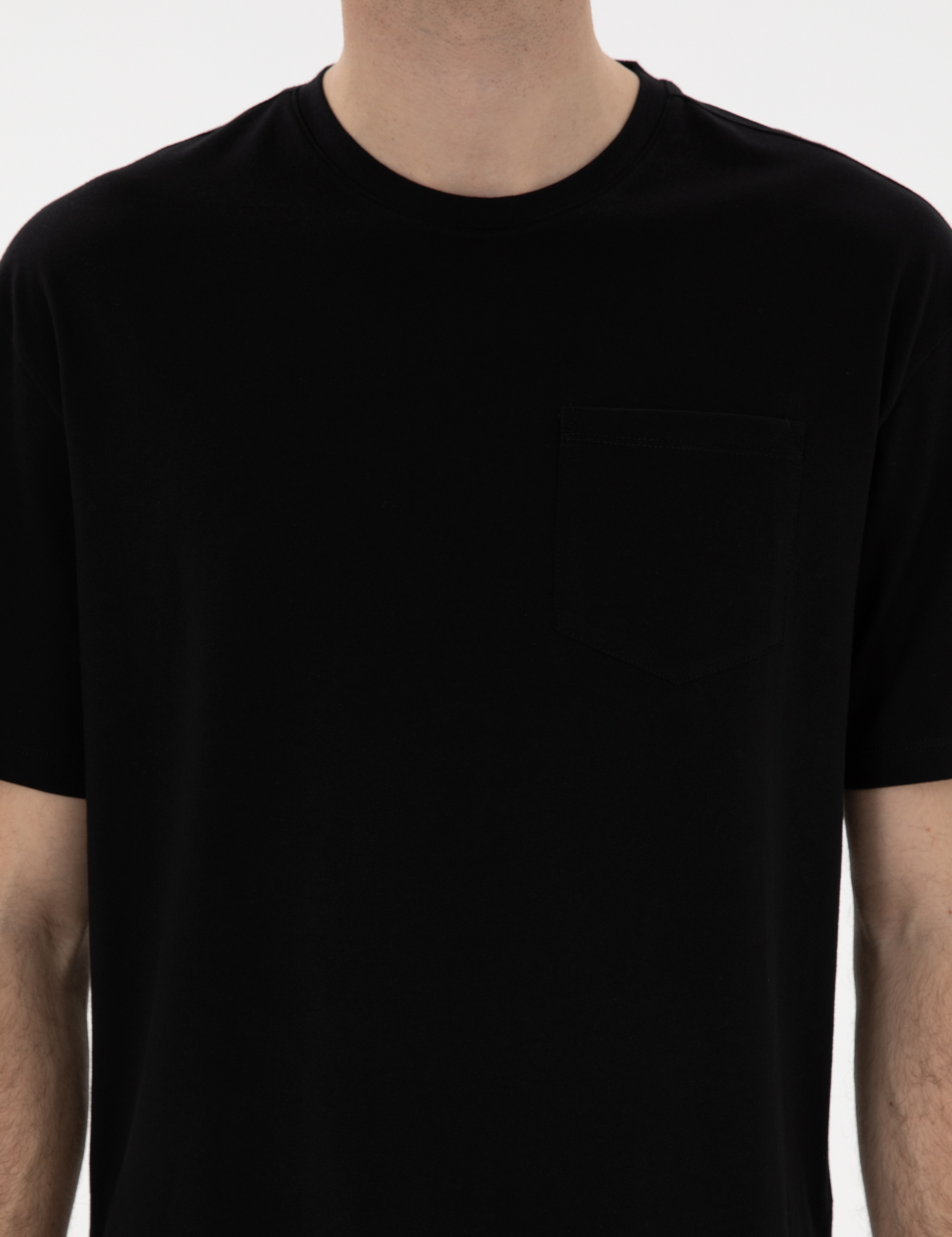 Siyah Comfort Fit %100 Pamuk Bisiklet Yaka Basic Tişört - Image 7