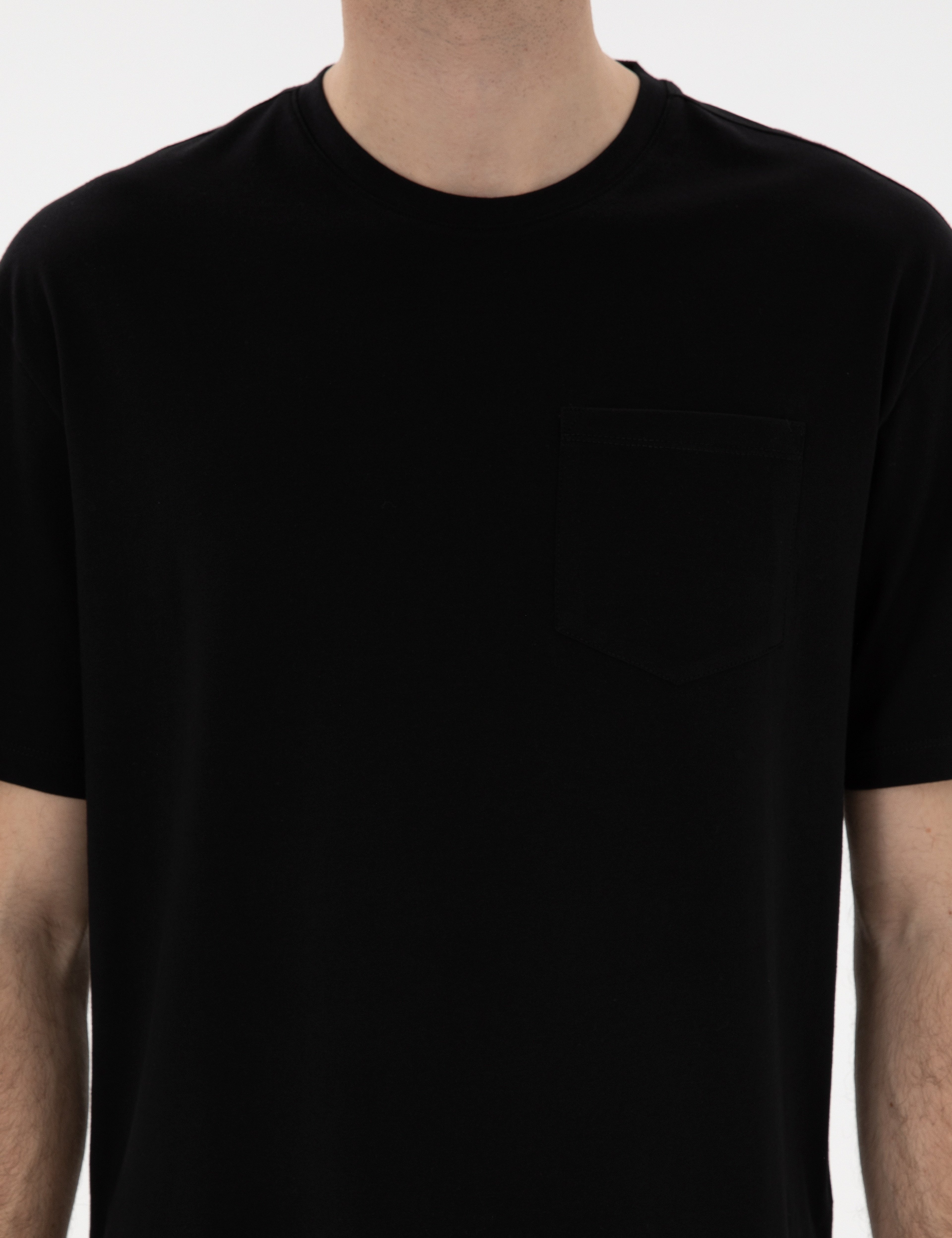 Siyah Comfort Fit %100 Pamuk Bisiklet Yaka Basic Tişört