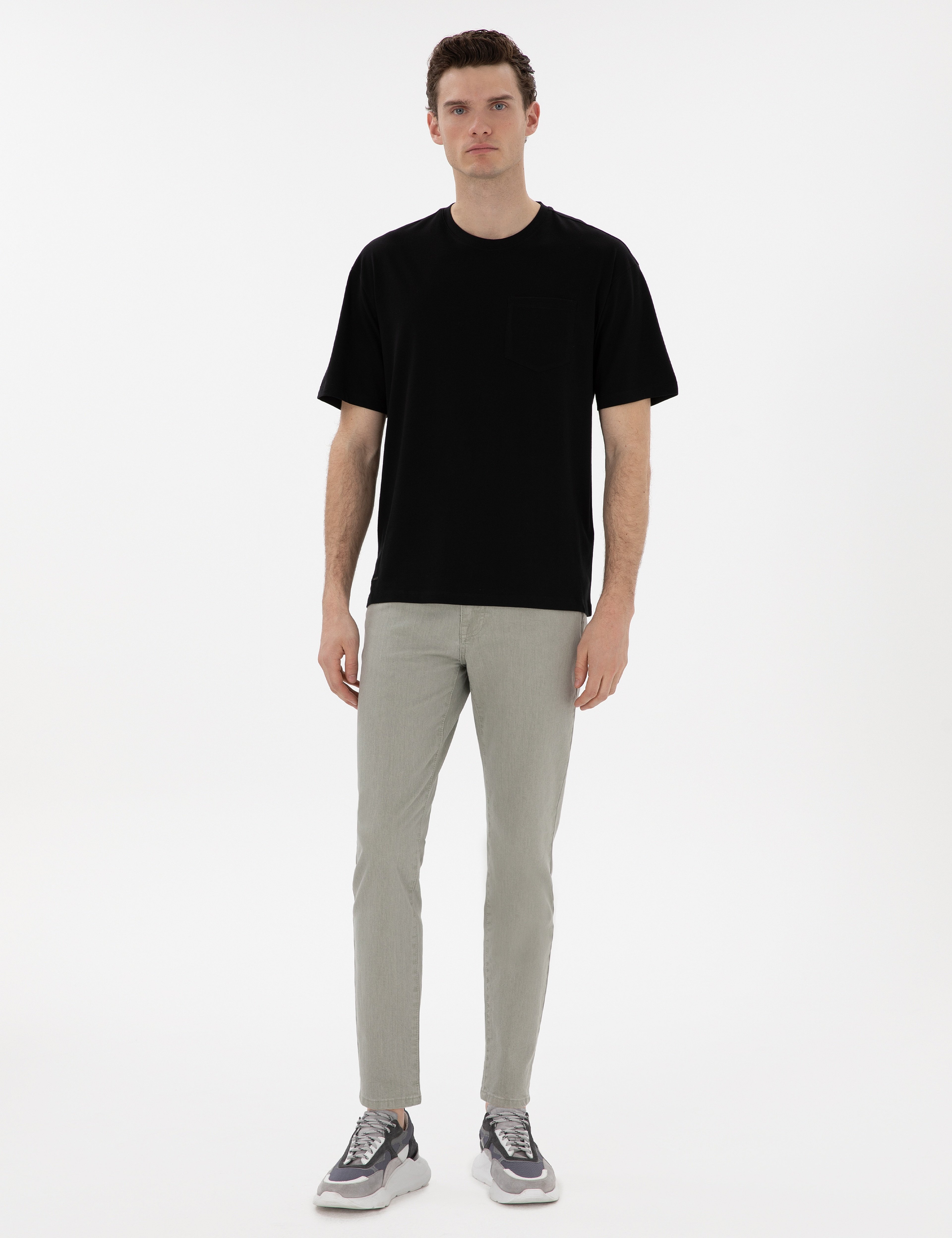 Siyah Comfort Fit %100 Pamuk Bisiklet Yaka Basic Tişört
