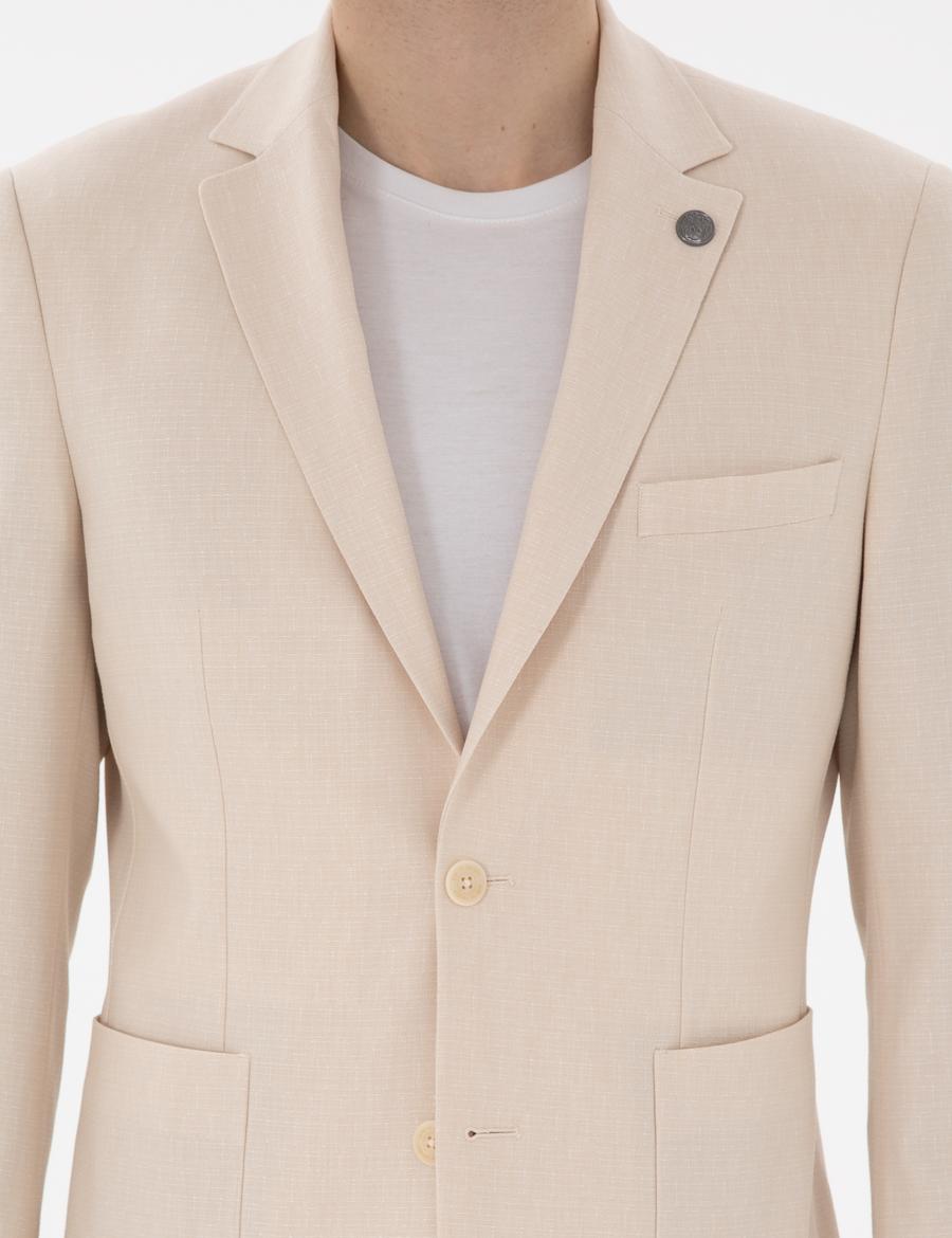 Bej Slim Fit Takım Elbise