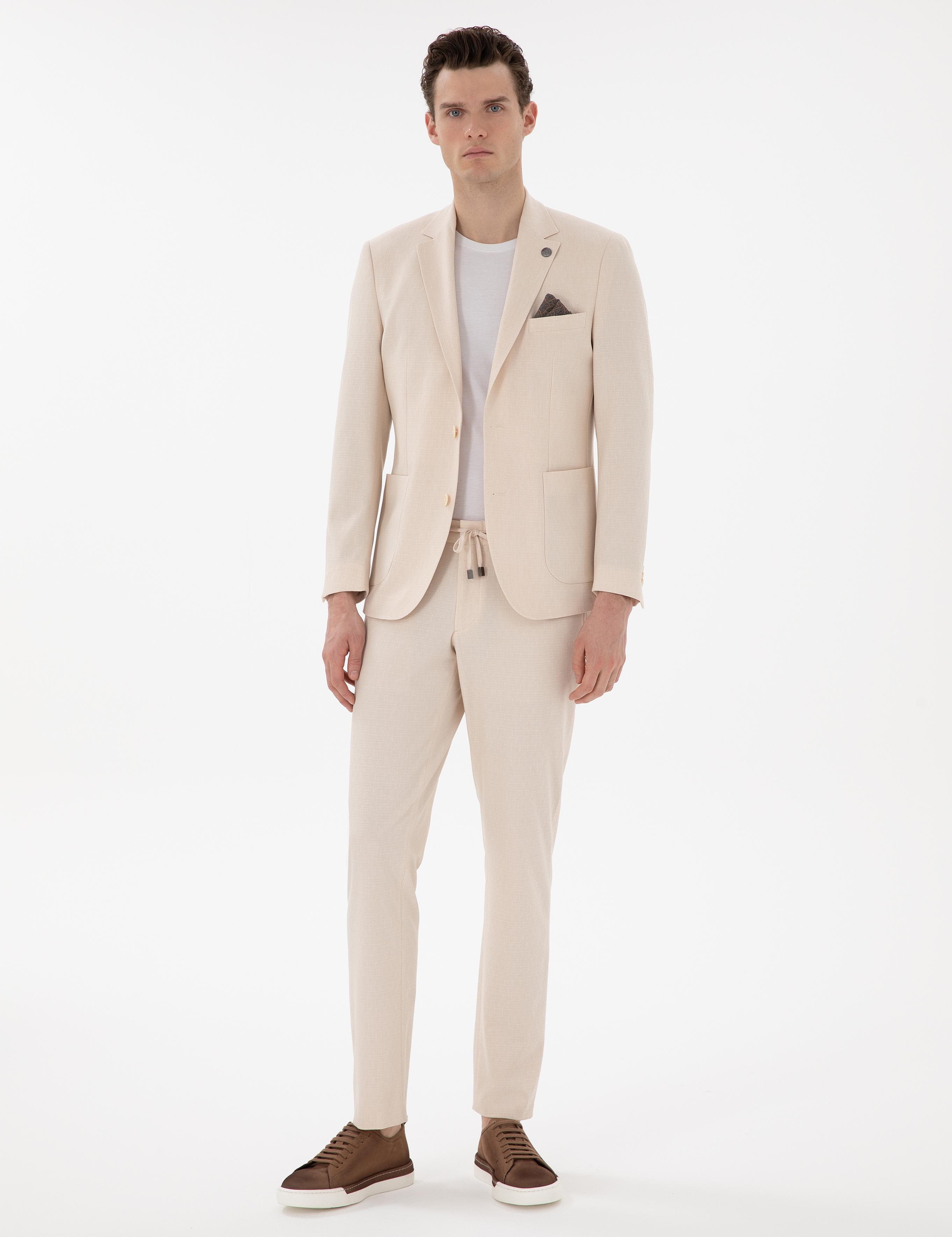 Bej Slim Fit Takım Elbise