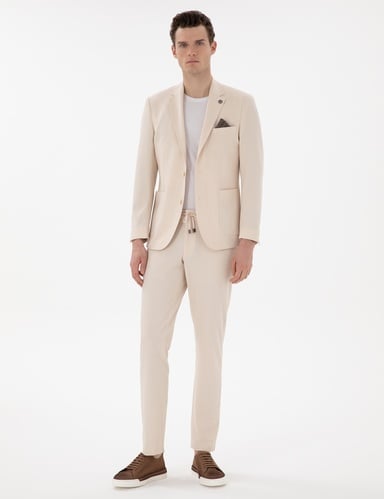 Bej Slim Fit Takım Elbise