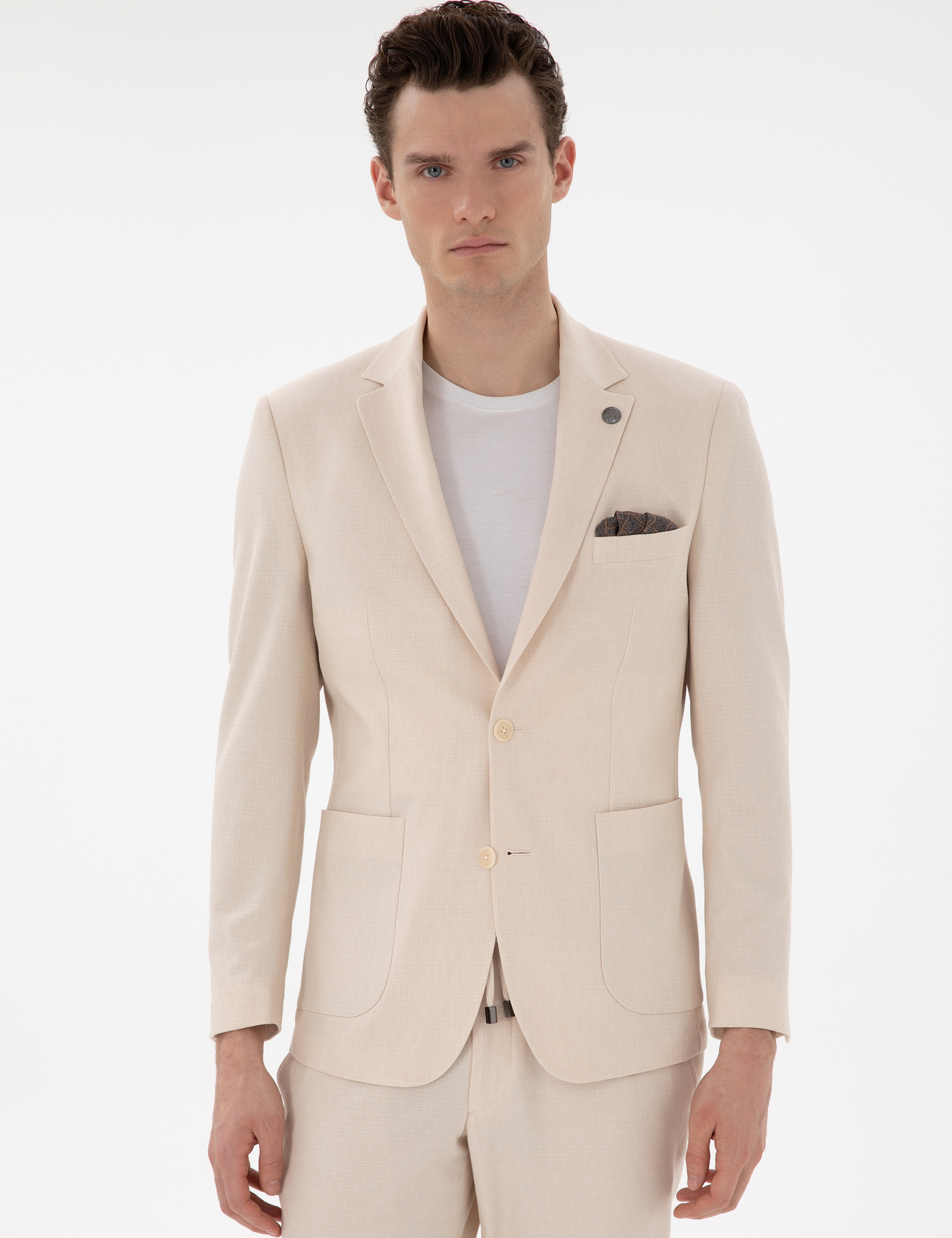 Bej Slim Fit Takım Elbise