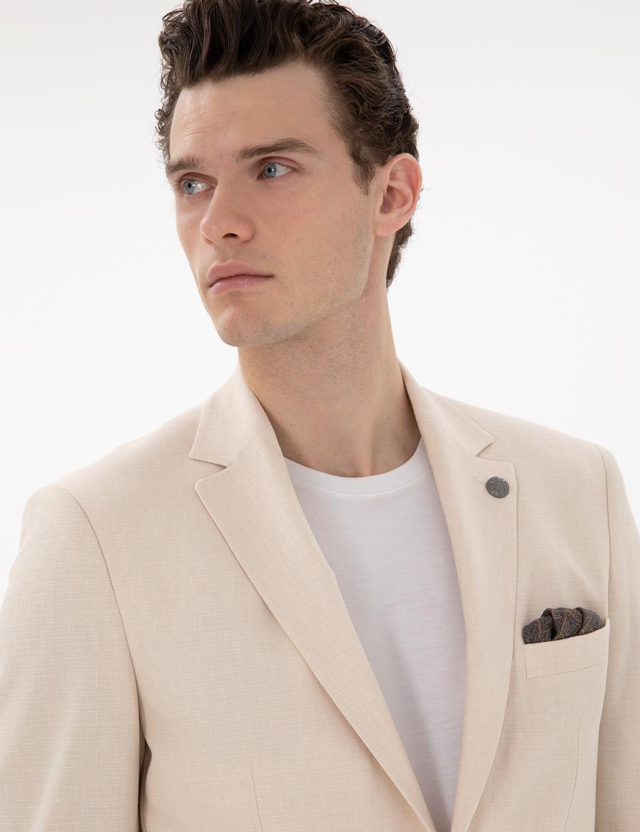 Bej Slim Fit Takım Elbise