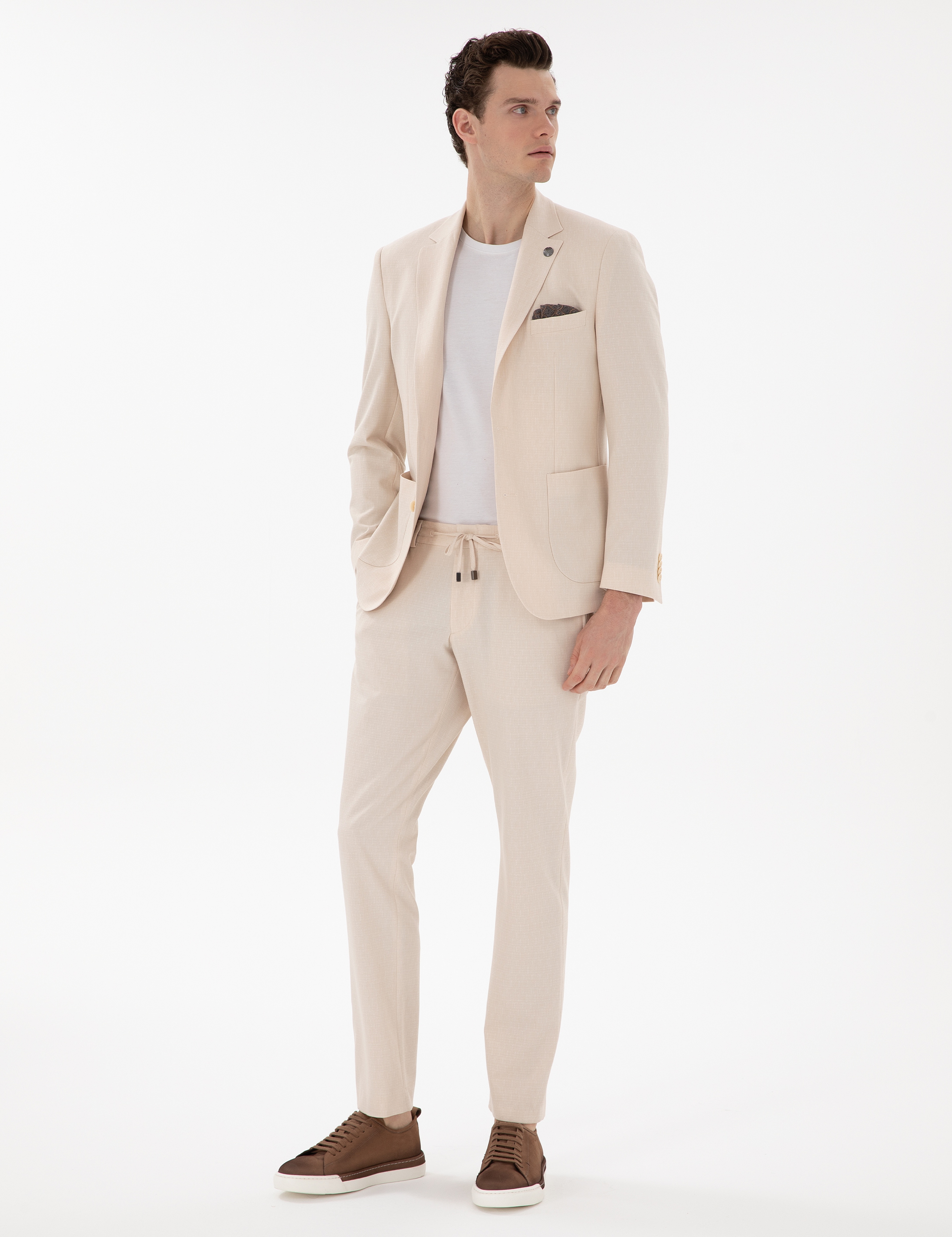 Bej Slim Fit Takım Elbise - Image 4