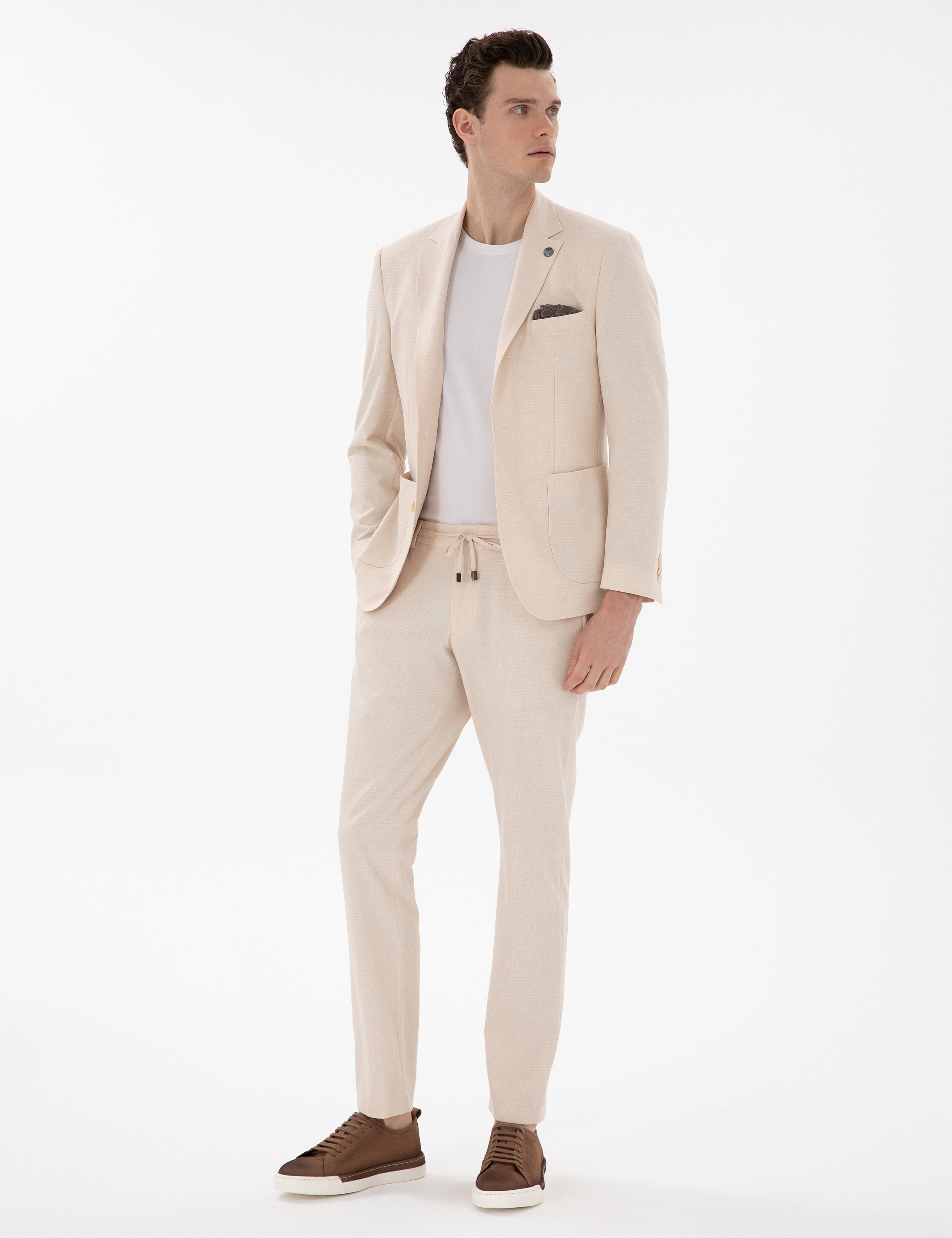 Bej Slim Fit Takım Elbise
