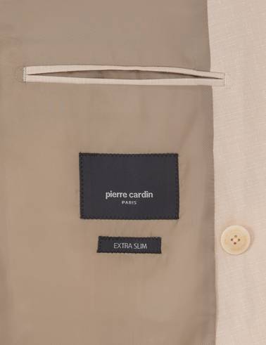 Bej Ex. Slim Fit Kruvaze Takım Elbise