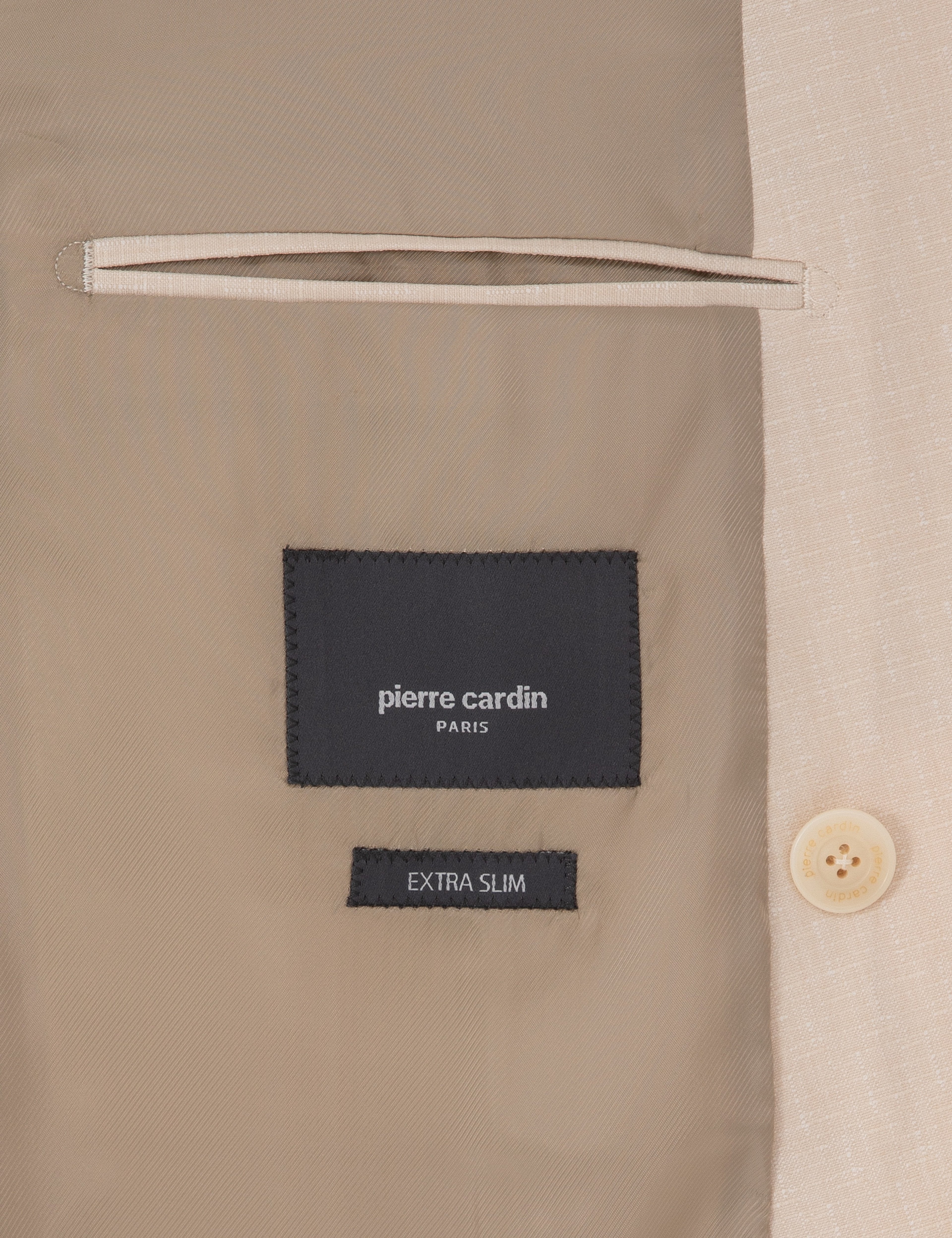 Bej Extra Slim Fit Kruvaze Takım Elbise