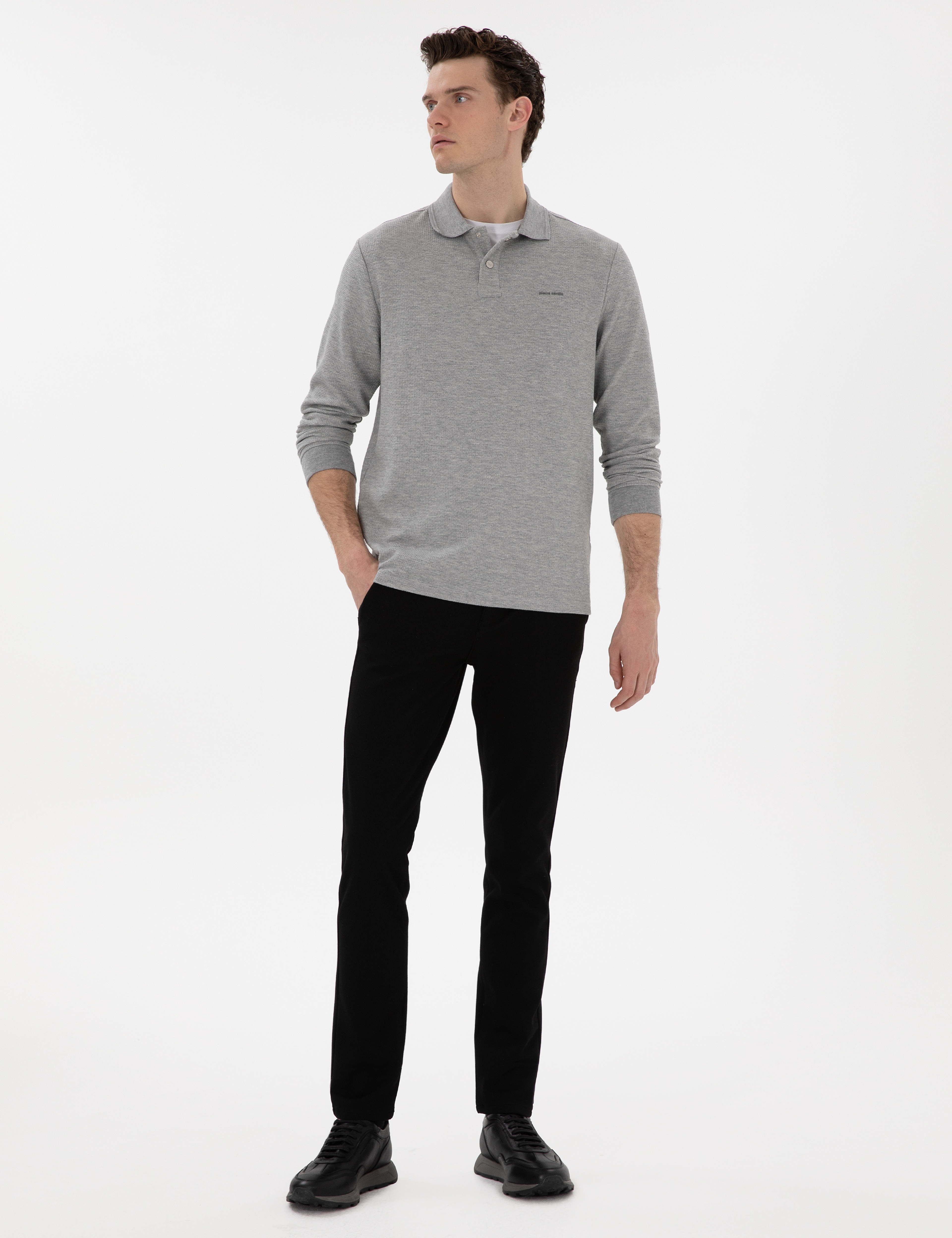 Siyah Slim Fit Kanvas Pantolon - Image 3