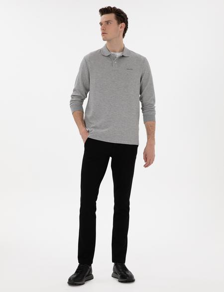 Siyah Slim Fit Kanvas Pantolon - 50311631119