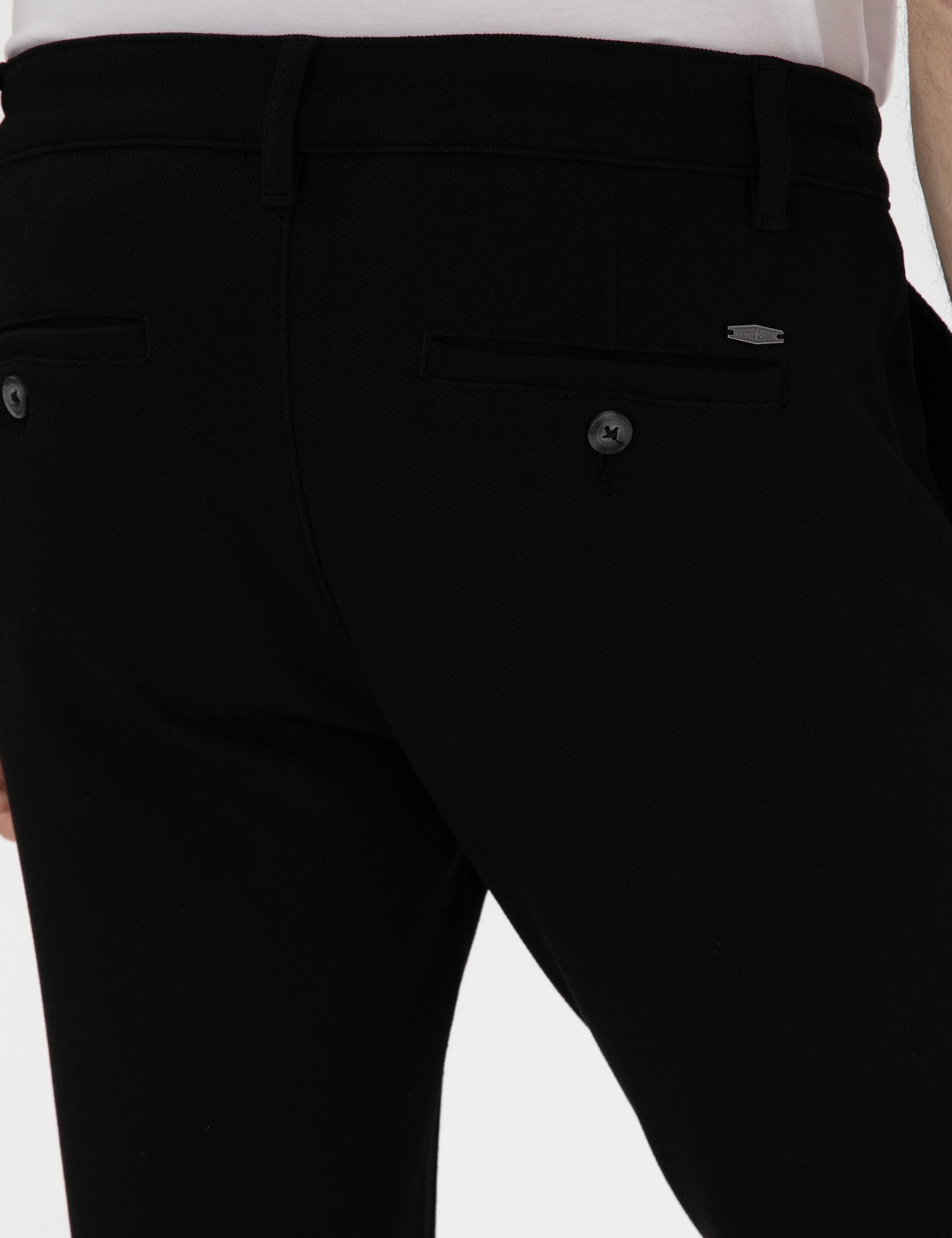 Siyah Slim Fit Kanvas Pantolon - Image 6
