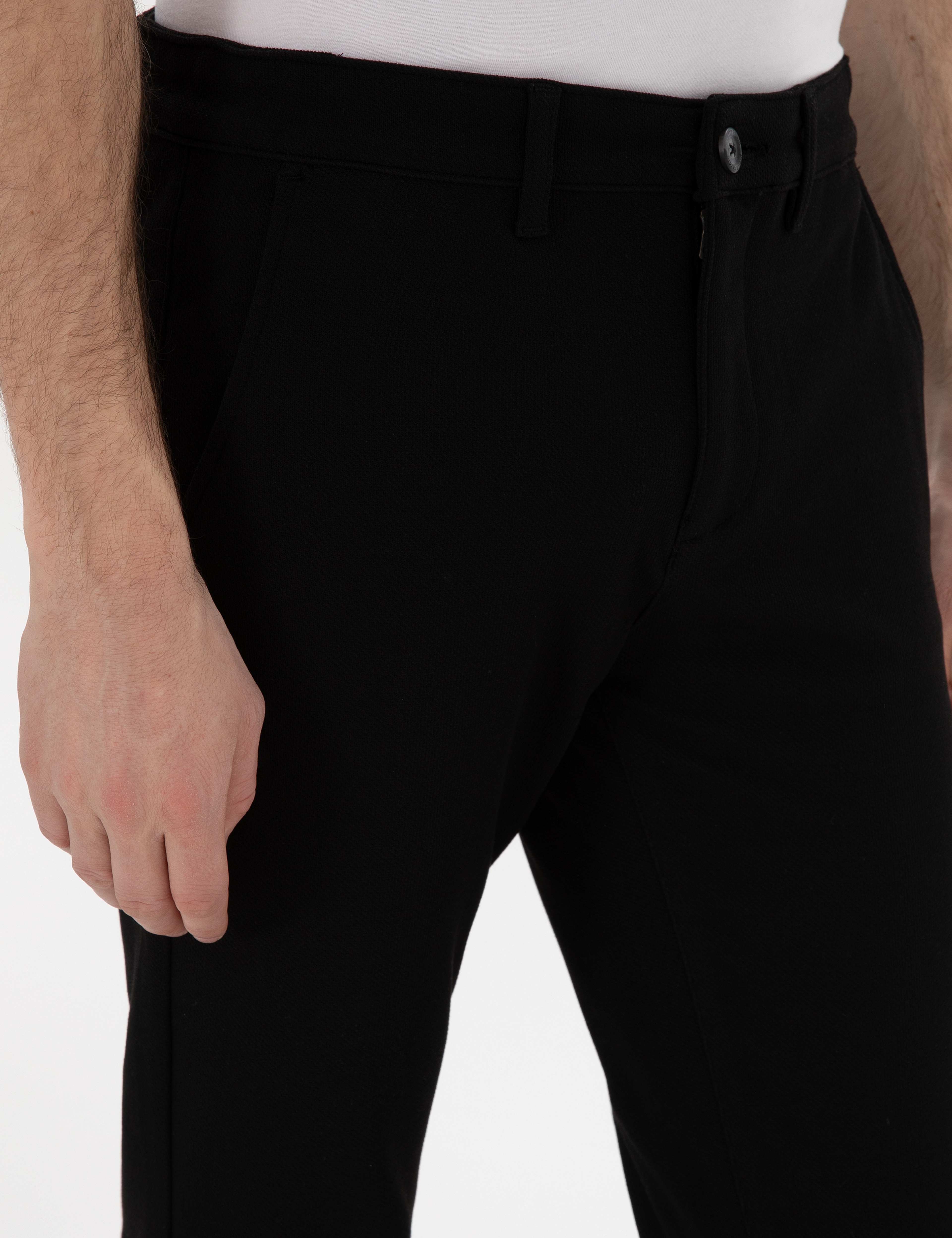 Siyah Slim Fit Kanvas Pantolon - Image 5