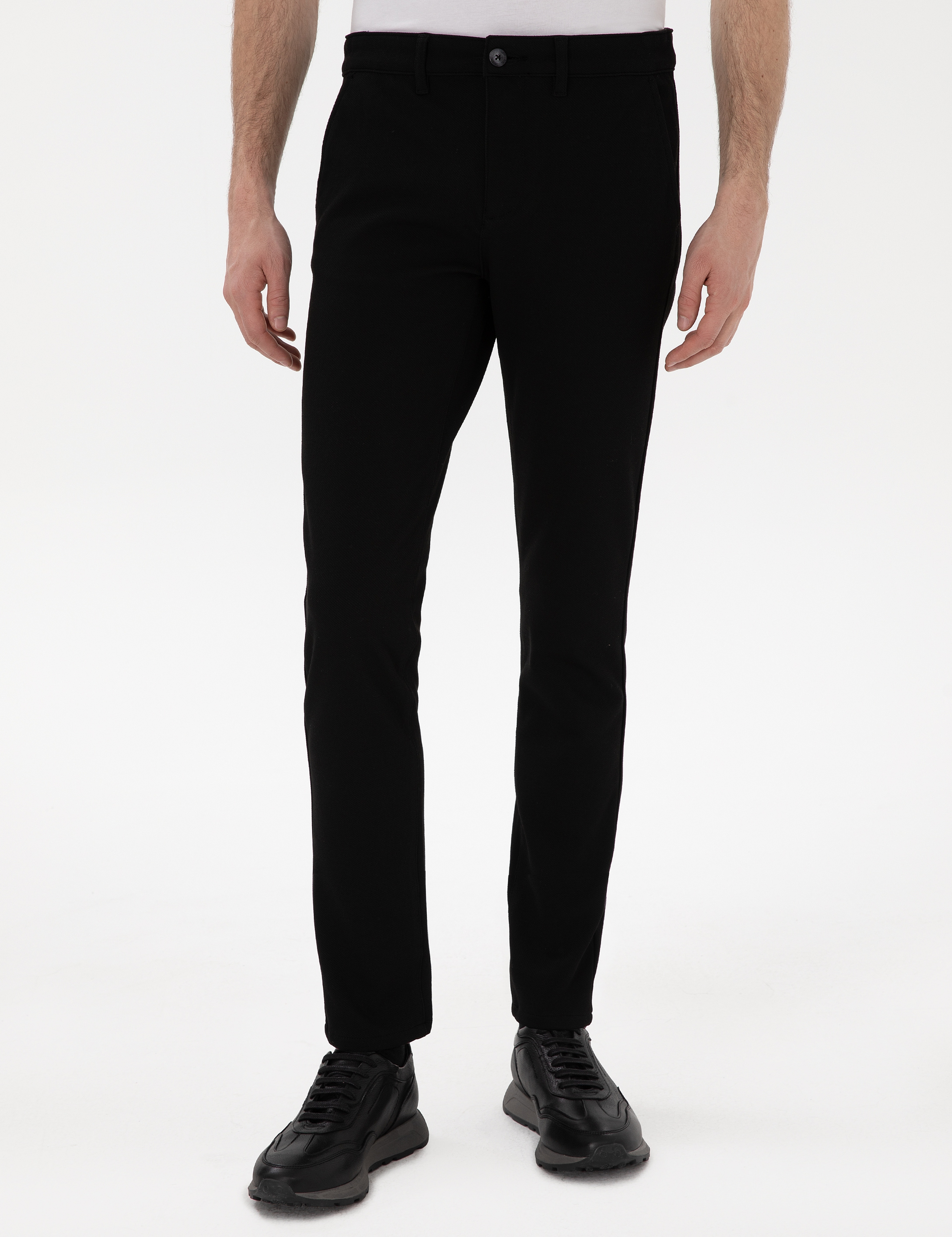 Siyah Slim Fit Kanvas Pantolon - Image 2