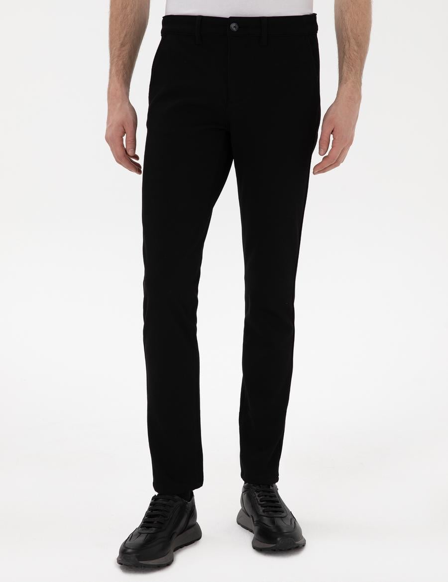 Siyah Slim Fit Kanvas Pantolon