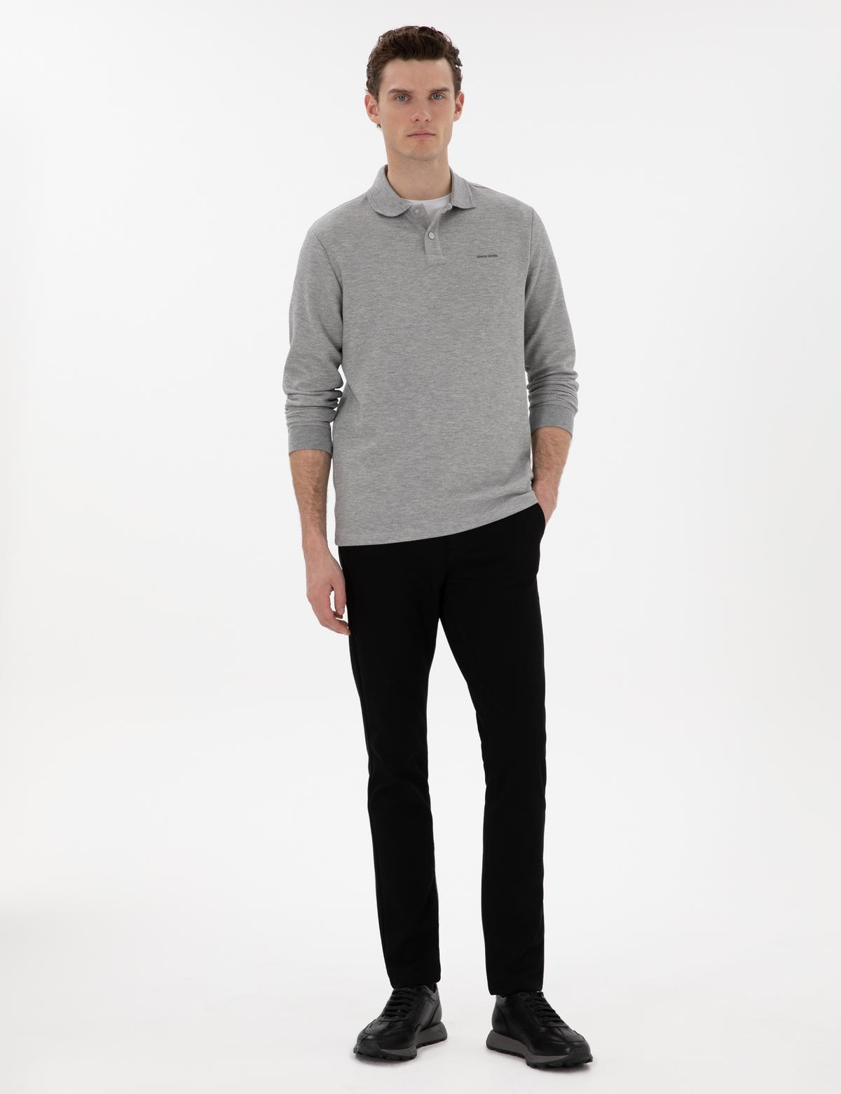 Siyah Slim Fit Kanvas Pantolon