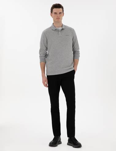 Siyah Slim Fit Kanvas Pantolon