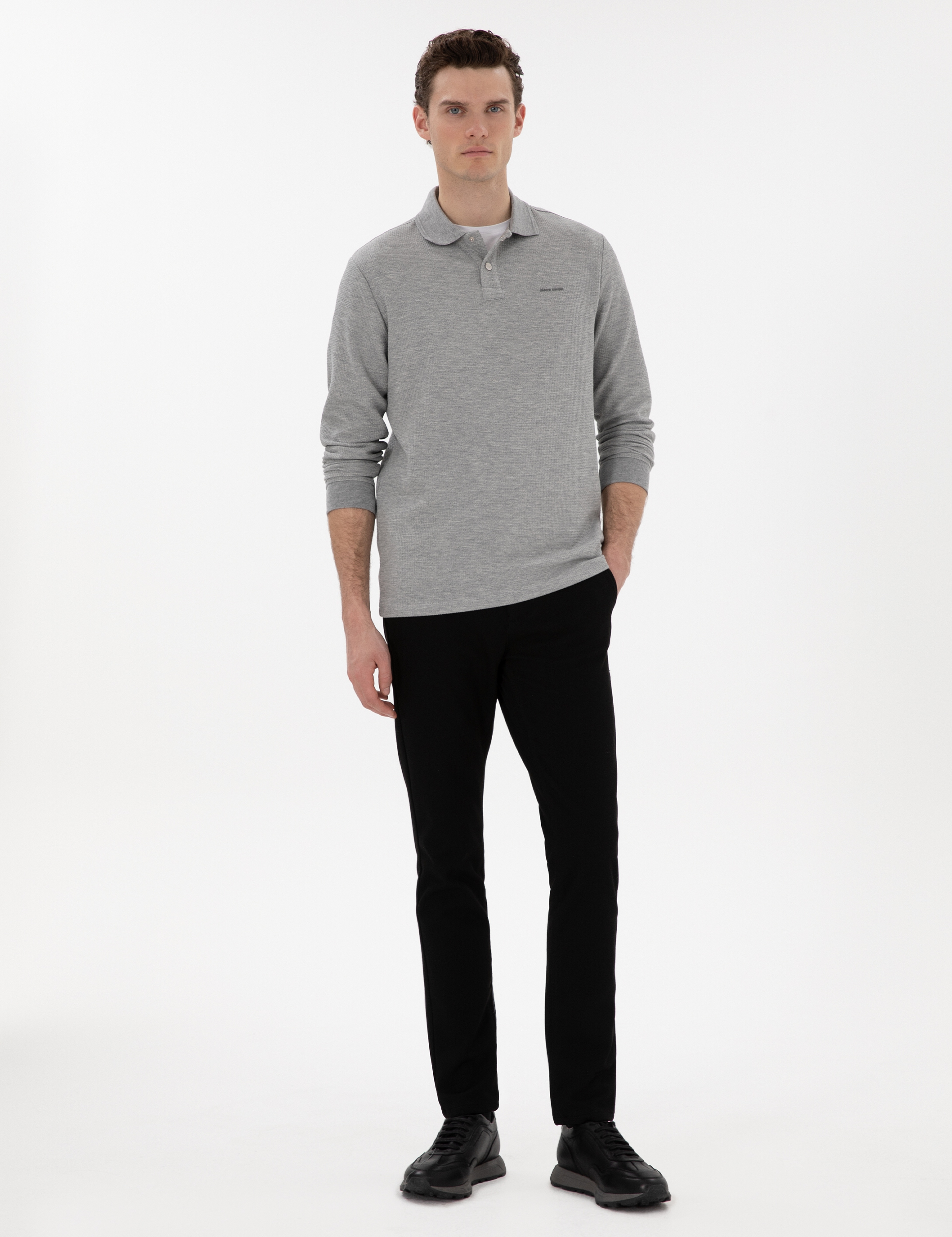 Siyah Slim Fit Kanvas Pantolon - Image 1