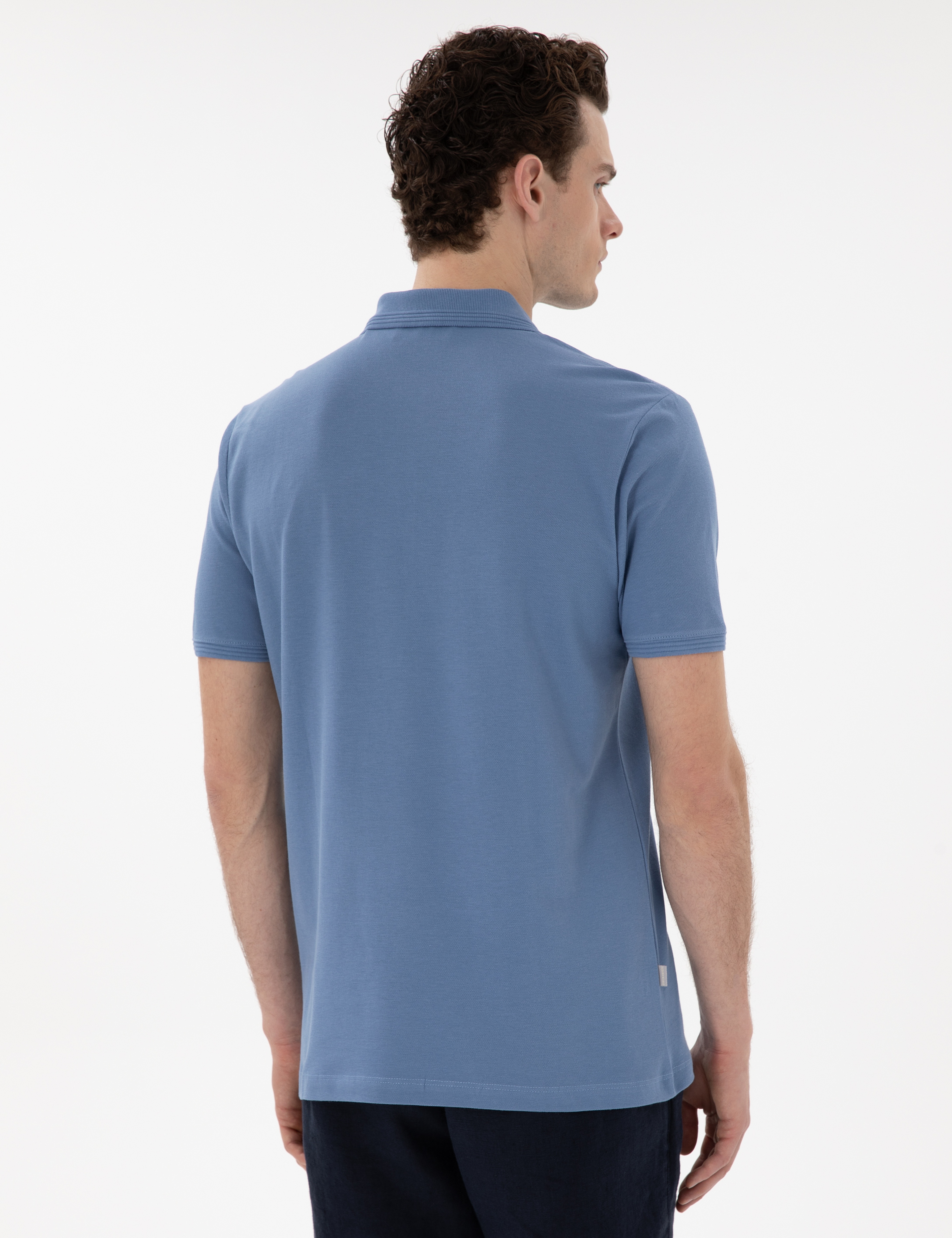 Mavi Regular Fit Kıvrılmaz Polo Yaka Basic Tişört - Image 5
