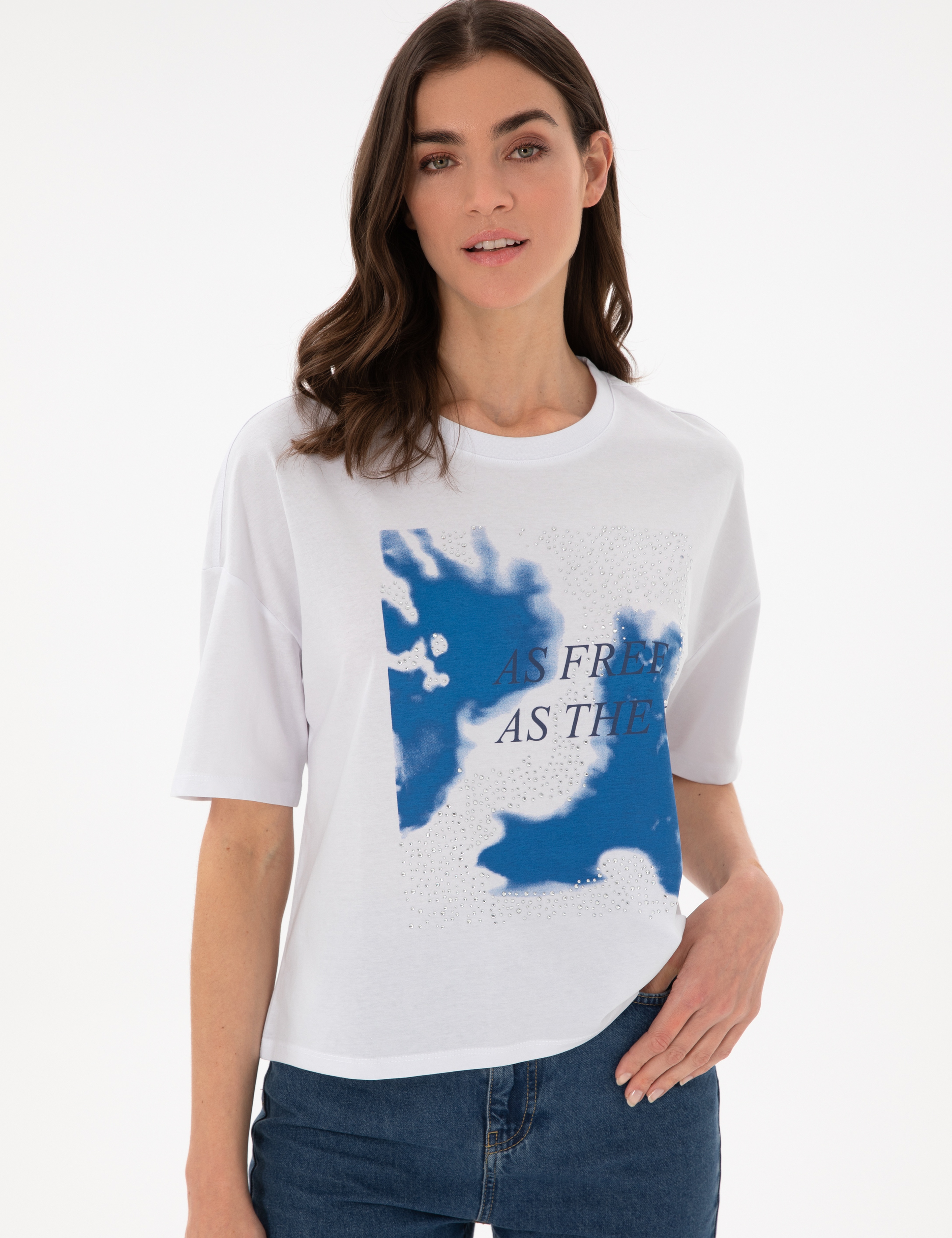 Beyaz Comfort Fit Tişört - Image 3