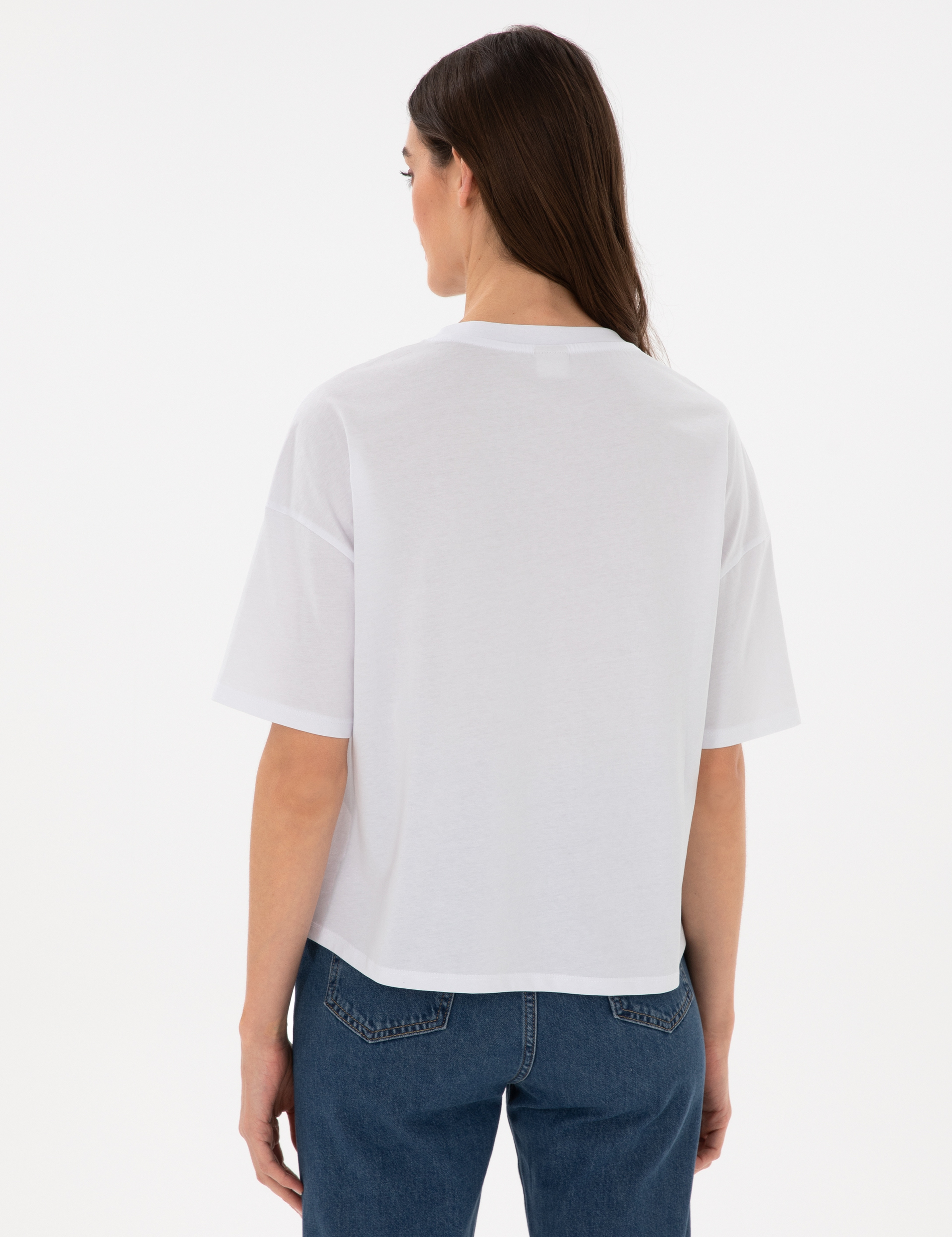 Beyaz Comfort Fit Tişört - Image 5