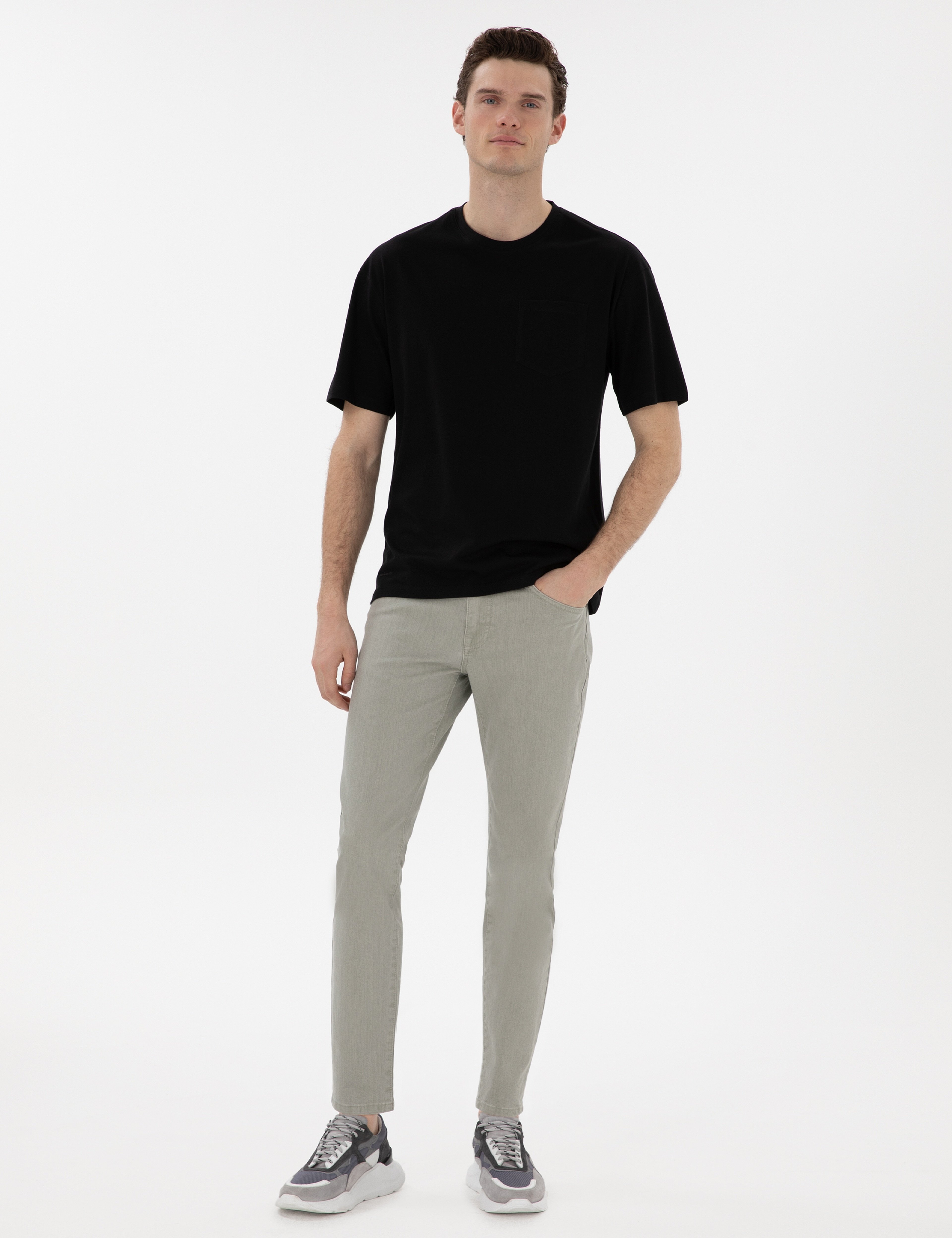 Haki Slim Fit Jean Pantolon - Image 3