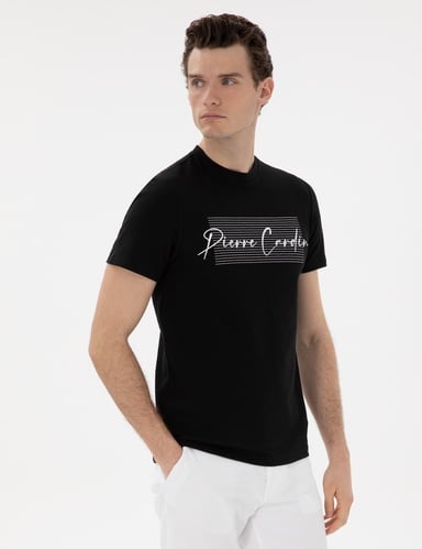 Siyah Slim Fit Bisiklet Yaka Tişört