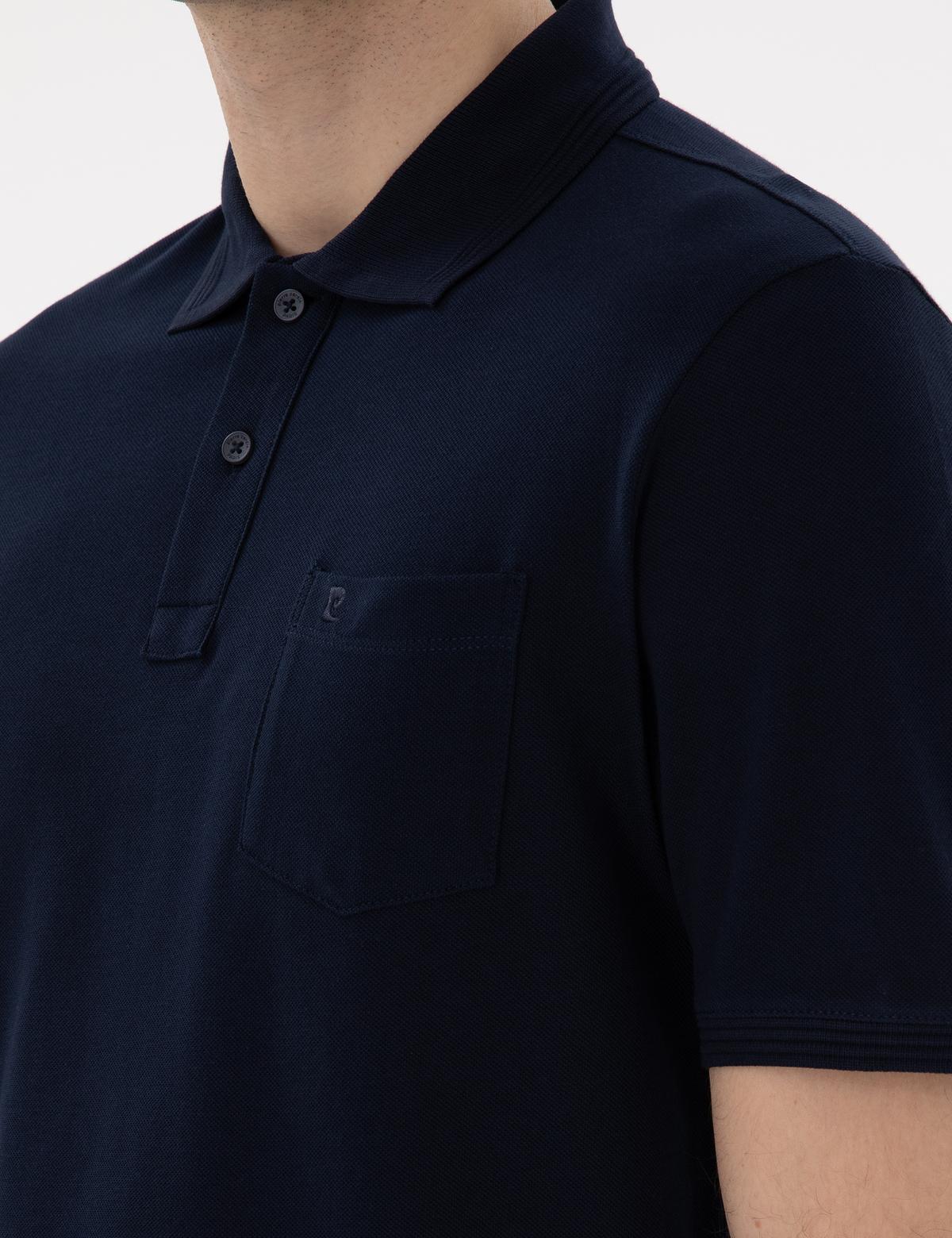 Lacivert Regular Fit Kıvrılmaz Polo Yaka Basic Tişört - 50302538051