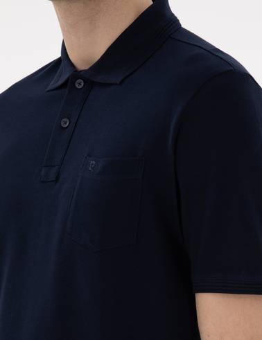 Lacivert Regular Fit Kıvrılmaz Polo Yaka Basic Tişört