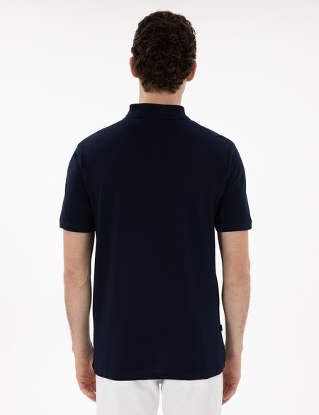 Lacivert Regular Fit Kıvrılmaz Polo Yaka Basic Tişört - 50302538051