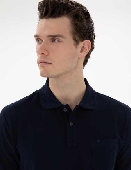 Lacivert Regular Fit Kıvrılmaz Polo Yaka Basic Tişört - 50302538051