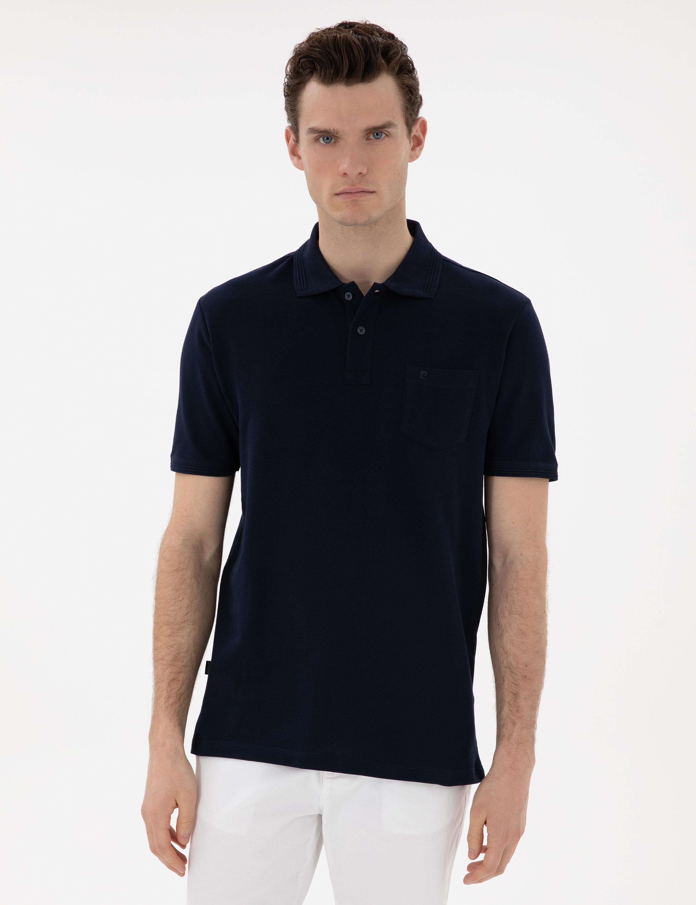 Lacivert Regular Fit Kıvrılmaz Polo Yaka Basic Tişört