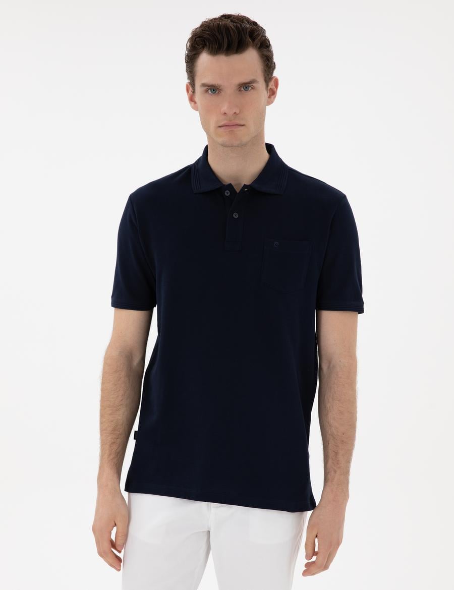 Lacivert Regular Fit Kıvrılmaz Polo Yaka Basic Tişört