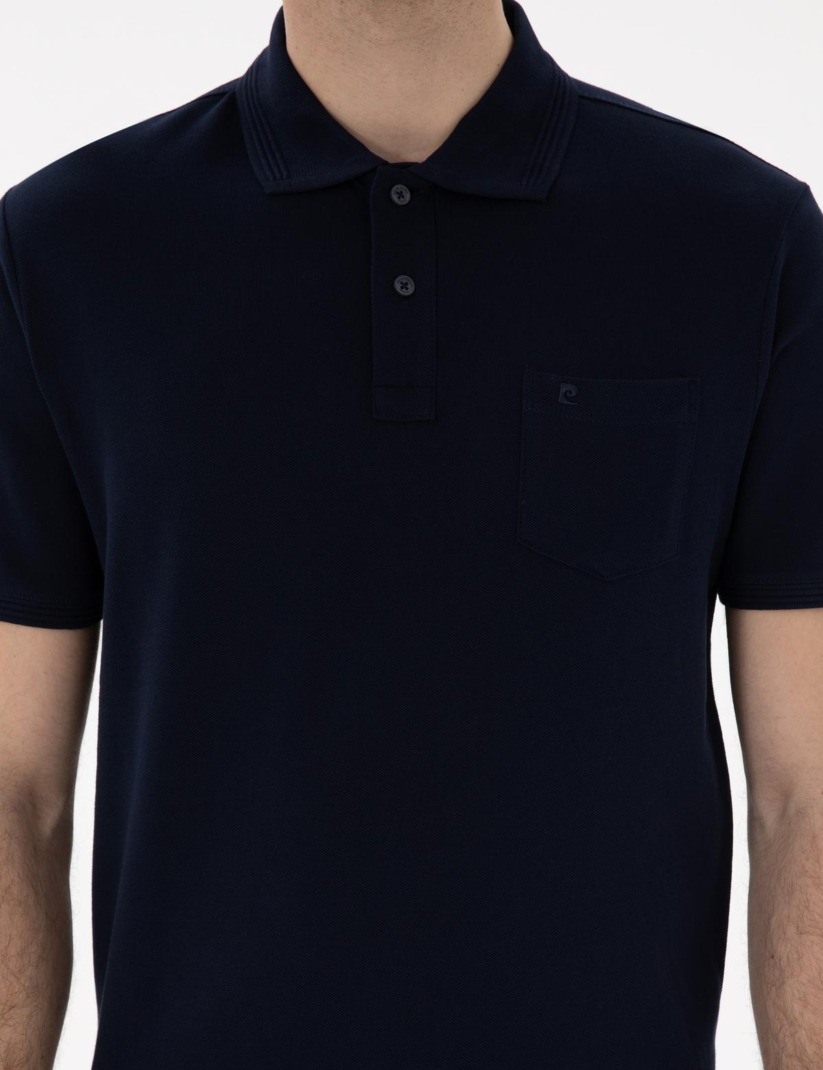 Lacivert Regular Fit Kıvrılmaz Polo Yaka Basic Tişört - 50302538051