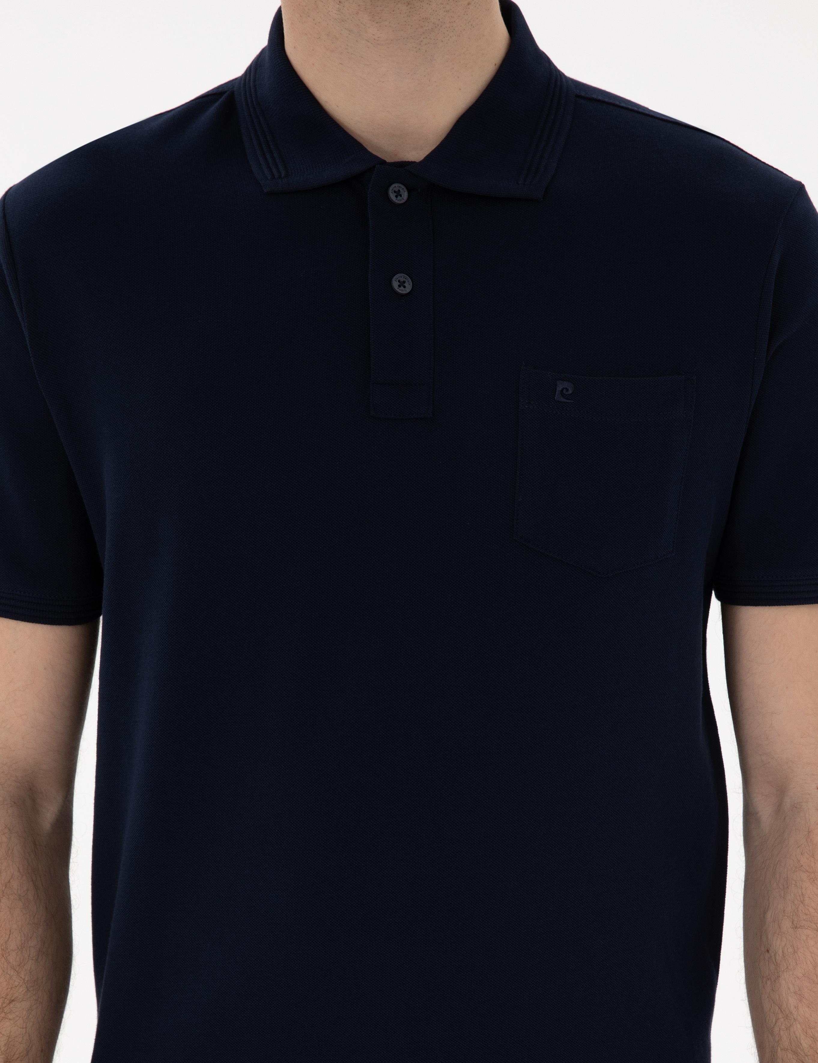 Lacivert Regular Fit Kıvrılmaz Polo Yaka Basic Tişört