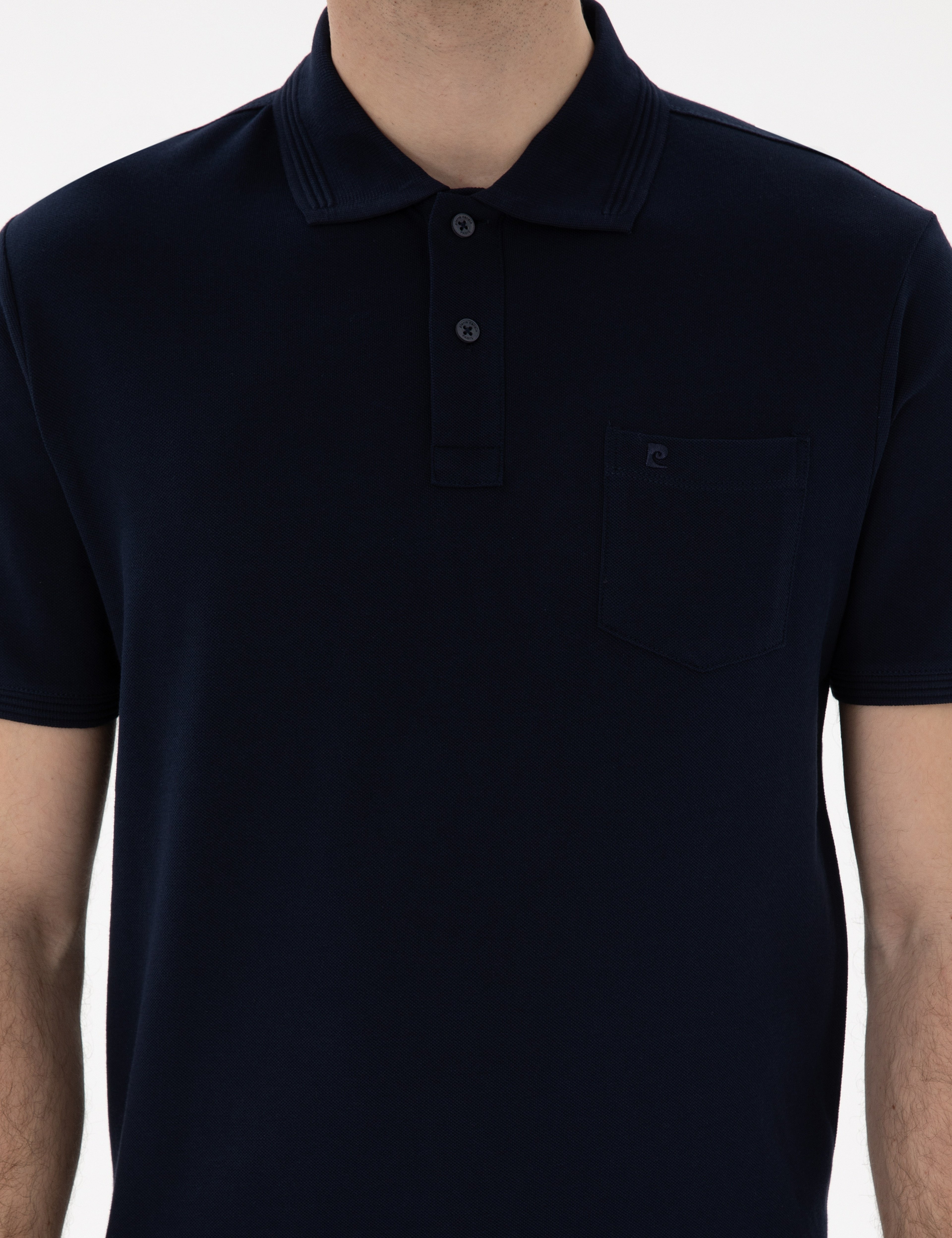 Lacivert Regular Fit Kıvrılmaz Polo Yaka Basic Tişört - Image 6