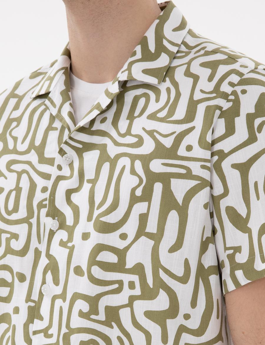 Haki Comfort Fit Kısa Kollu Gömlek