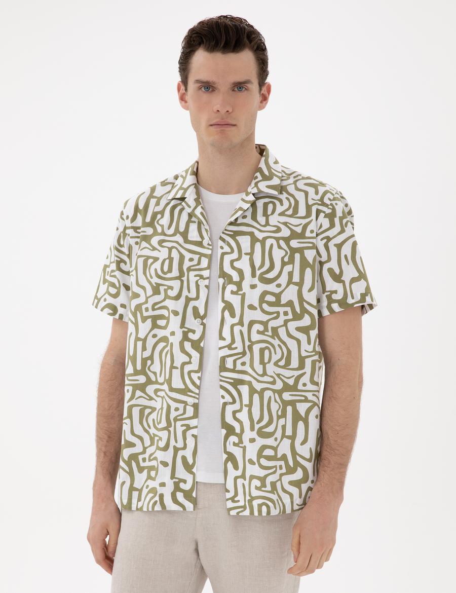 Haki Comfort Fit Kısa Kollu Gömlek