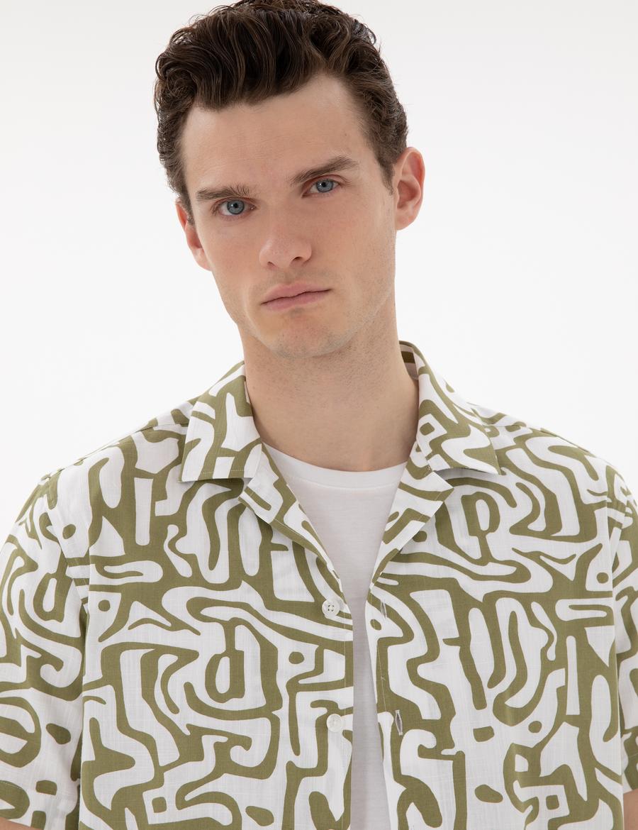 Haki Comfort Fit Kısa Kollu Gömlek