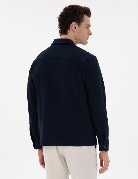 Lacivert Rahat Kalıp Uzun Kollu Gömlek - 50304593035