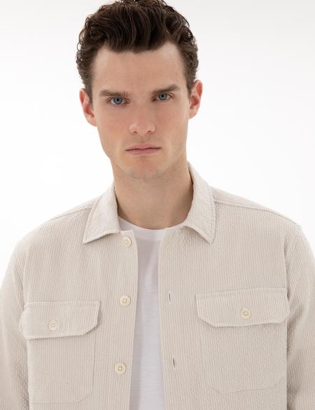 Bej Rahat Kalıp Uzun Kollu Gömlek - 50304593025