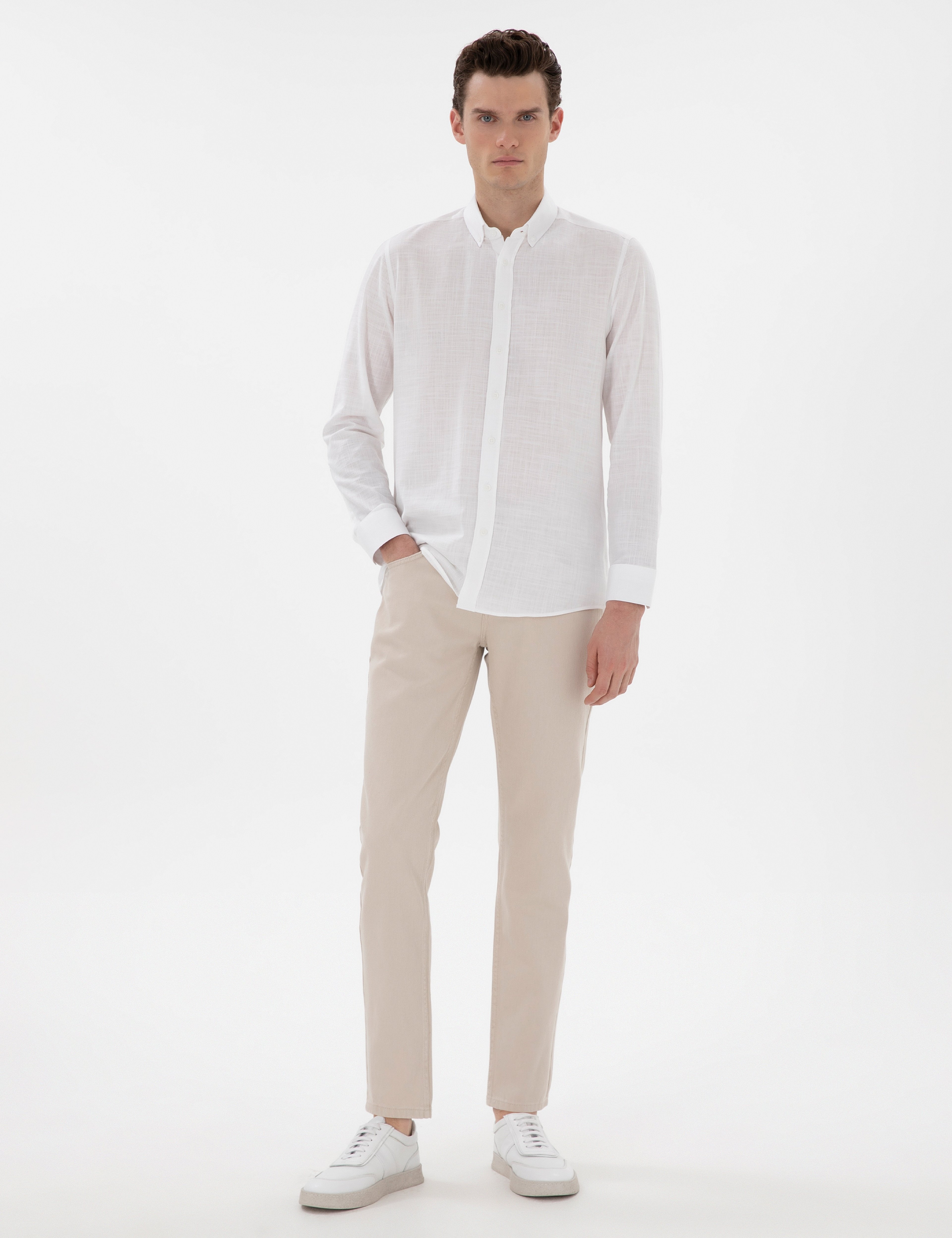 Bej Slim Fit Jean Pantolon - Image 1