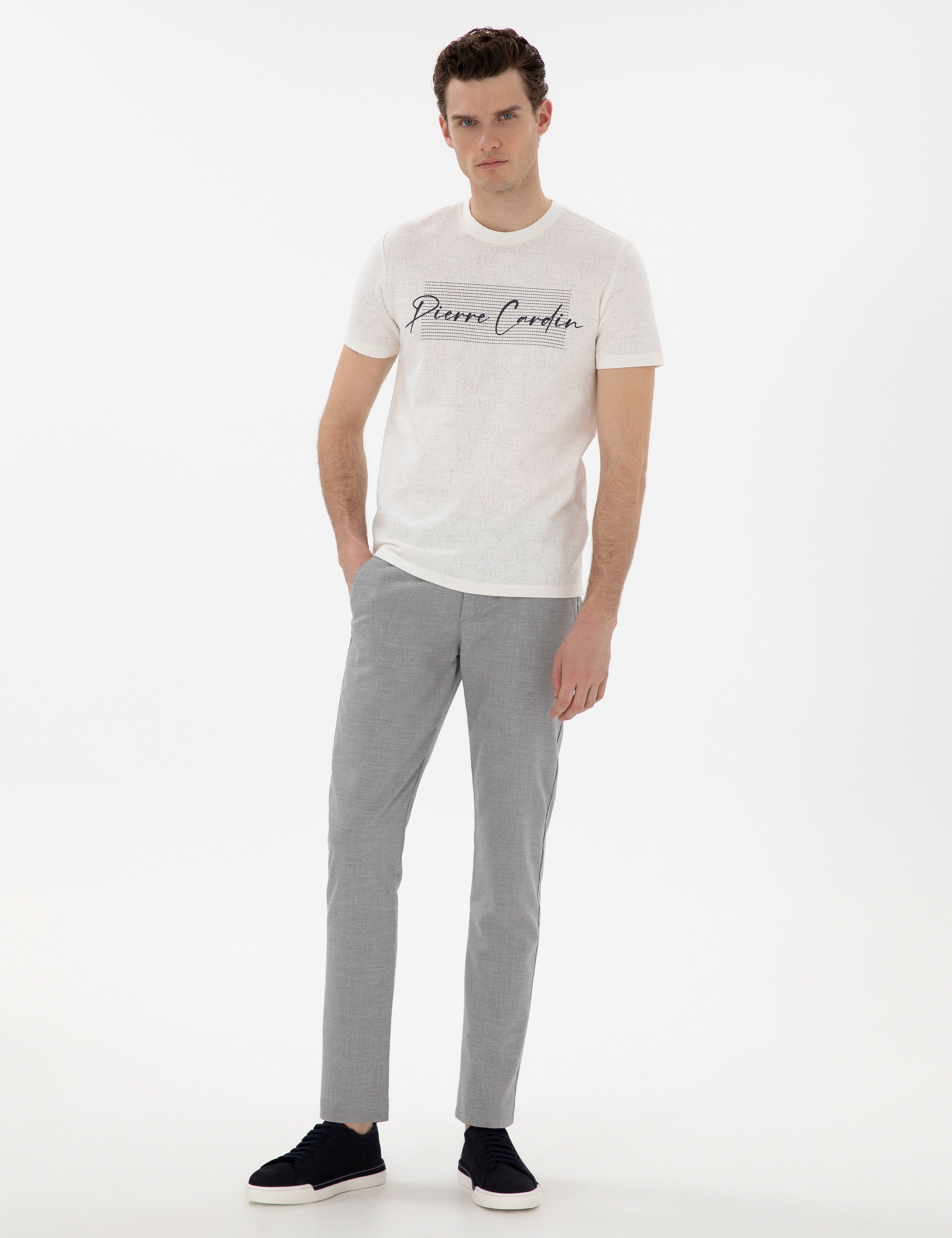 Ekru Slim Fit Tişört - Image 4