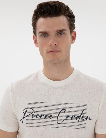 Ekru Slim Fit Tişört - 50302567215