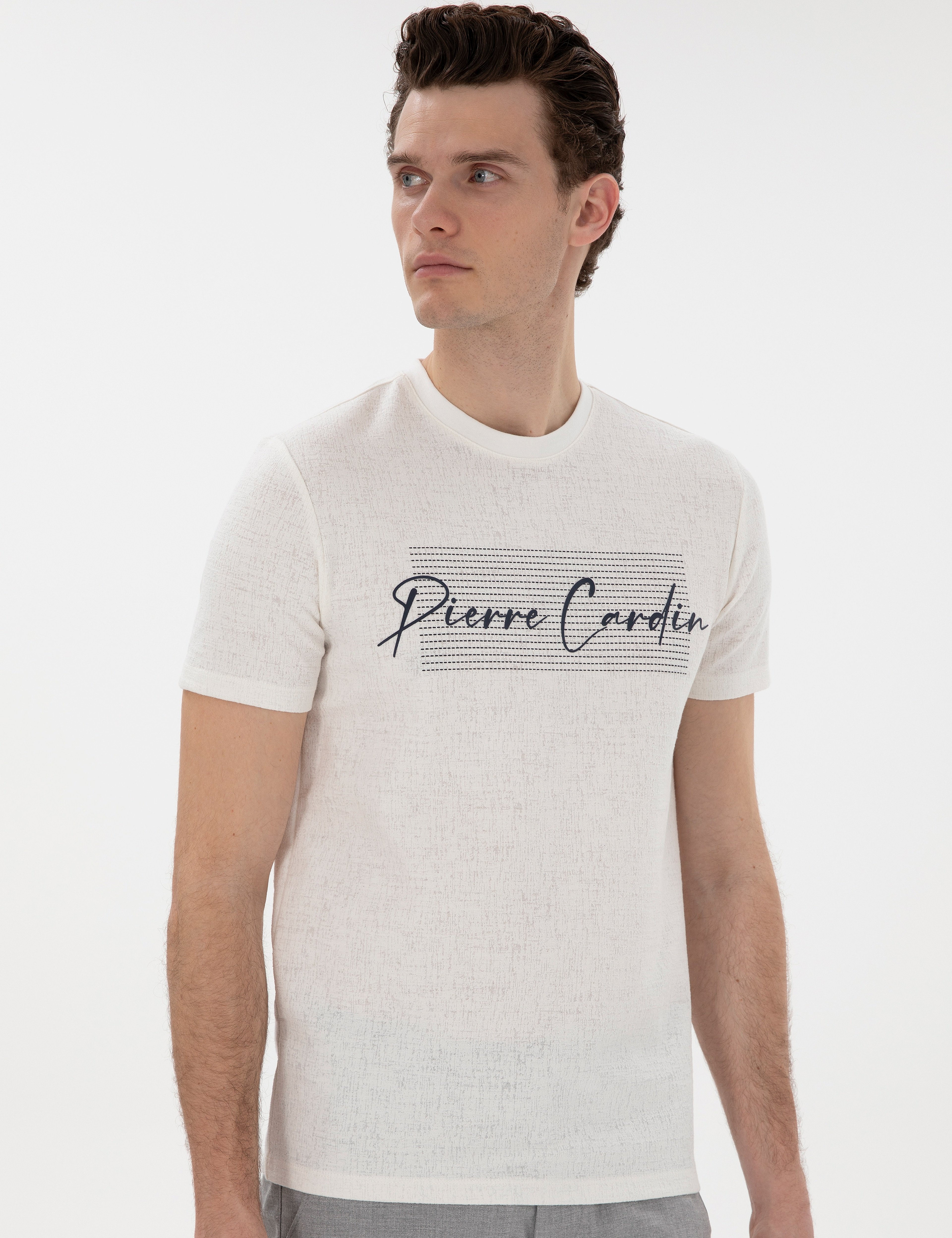 Ekru Slim Fit Tişört - Image 3