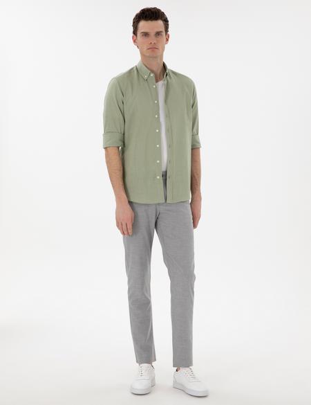 Çağla Slim Fit Keten Görünümlü Gömlek - 50302710009