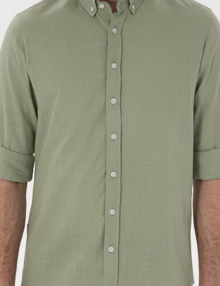 Çağla Slim Fit Keten Görünümlü Gömlek - 50302710009