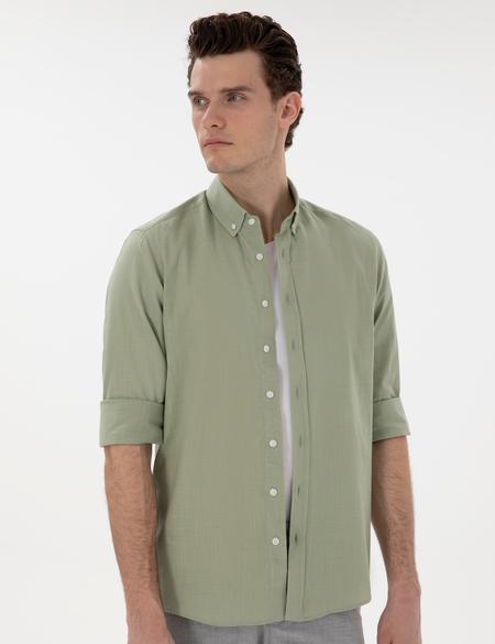 Çağla Slim Fit Keten Görünümlü Gömlek - 50302710009