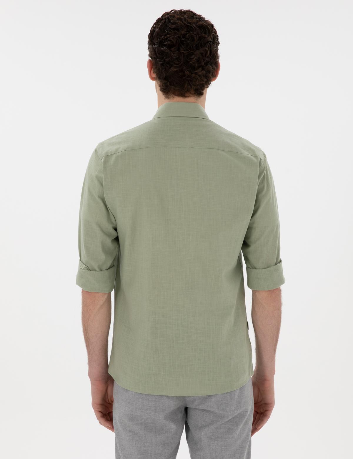 Çağla Slim Fit Keten Görünümlü Gömlek - 50302710009