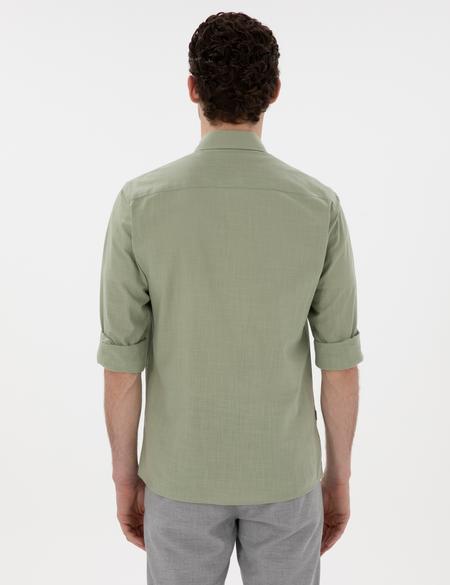 Çağla Slim Fit Keten Görünümlü Gömlek - 50302710009